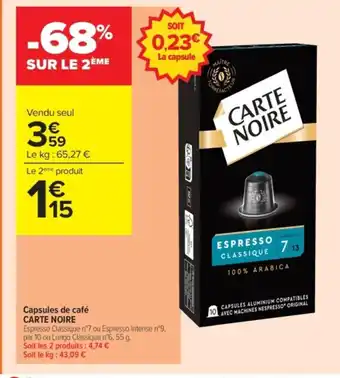 CARTE NOIRE Capsules de café