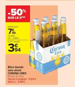 Carrefour Contact CORONA CERO Bière blonde sans alcool offre