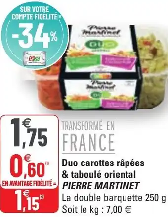 G20 Duo carottes râpées & taboulé oriental offre