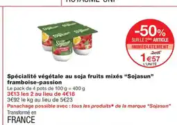Monoprix SOJASUN Spécialité végétale au soja fruits mixés framboise-passion offre