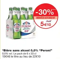 Monoprix PERONI Bière sans alcool 0,0% offre
