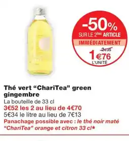 Monoprix CHARITEA Thé vert green gingembre offre