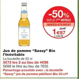Monoprix SASSY Jus de pomme Bio I'Inévitable offre
