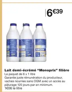 Monoprix MONOPRIX Lait demi-écrémé filière offre