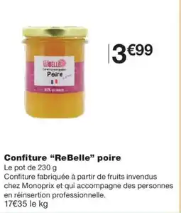 Monoprix REBELLE Confiture poire offre
