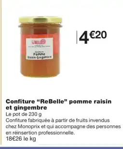 Monoprix REBELLE Confiture pomme raisin et gingembre offre