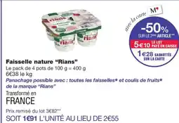 Monoprix RIANS Faisselle nature offre