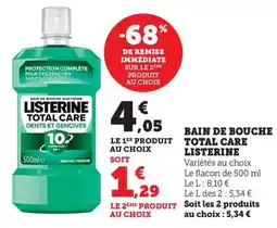 Bi1 Bain de bouche total care listerine offre