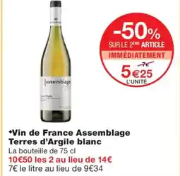 Monoprix Vin de France Assemblage Terres d'Argile blanc offre