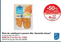 Monoprix ASSIETTE BLEUE Filet de cabillaud à panure Bio offre