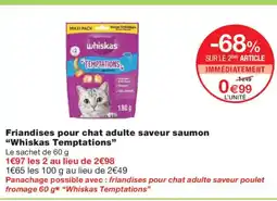 Monoprix WHISKAS TEMPTATIONS Friandises pour chat adulte saveur saumon offre