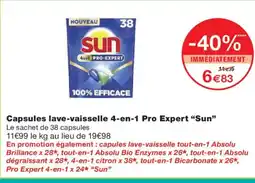 Monoprix SUN Capsules lave-vaisselle 4-en-1 Pro Expert offre