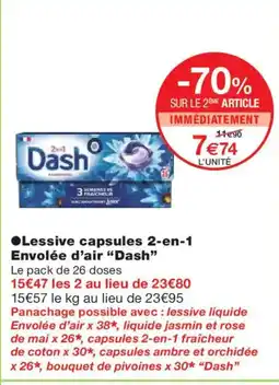 Monoprix DASH Lessive capsules 2-en-1 Envolée d'air offre