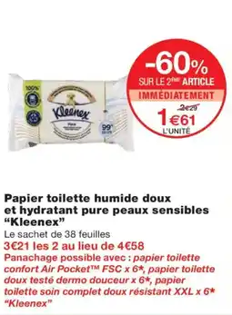 Monoprix KLEENEX Papier toilette humide doux et hydratant pure peaux sensibles offre