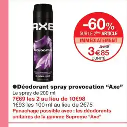 Monoprix AXE Déodorant spray provocation offre