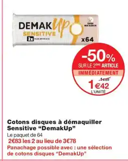 Monoprix DEMAKUP Cotons disques à démaquiller Sensitive offre