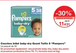 Monoprix PAMPERS Couches bébé baby-dry Geant Taille 5 offre