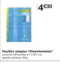 Monoprix CLAIREFONTAINE Feuilles simples offre