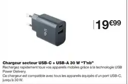 Monoprix T'NB Chargeur secteur USB-C + USB-A 30 offre