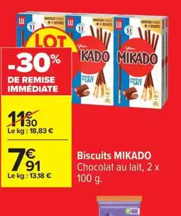 Carrefour MIKADO Biscuits MIKADO Chocolat au lait, 2 x offre