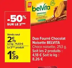 Carrefour BELVITA Duo Fourré Chocolat Noisette offre