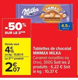 Carrefour MILKA Tablettes de chocolat MMMAX offre