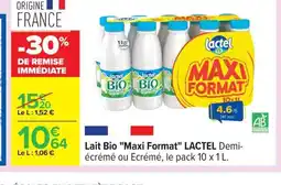 Carrefour LACTEL Lait Bio Maxi Format offre