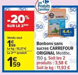 Carrefour CARREFOUR ORIGINAL Bonbons sans sucres offre