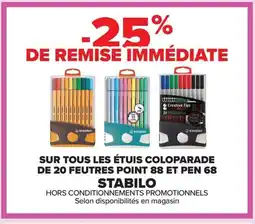 Carrefour STABILO Sur tous les étuis coloparade de 20 feutres point 88 et pen 68 offre