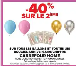 Carrefour CARREFOUR HOME Sur tous les ballons et toutes les bougies anniversaire chiffre offre