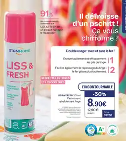 Stanhome Liss & fresh défroissant rafraîchissant linge offre