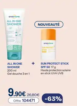 Stanhome All in one shower + sun protect stick spf 50 offre
