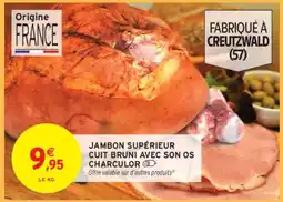 Intermarché JAMBON SUPÉRIEUR CUIT BRUNI AVEC SON OS CHARCULOR offre