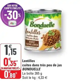G20 Lentilles cuites dans tres peu de jus offre