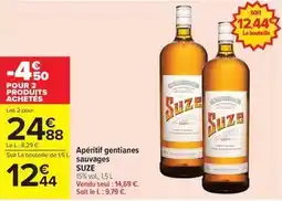 Carrefour Suze - apéritif gentianes sauvages offre