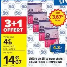 Carrefour Carrefour - litière de silice pour chats companino offre