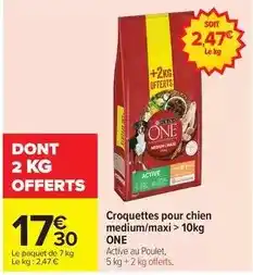 Carrefour Purina - croquettes pour chien medium/maxi 10kg one offre