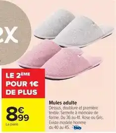 Carrefour Mules adulte offre