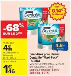 Carrefour Purina - friandises pour chiens dentalife maxi pack offre