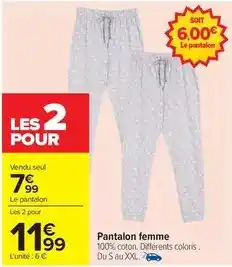 Carrefour Pantalon femme offre