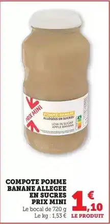 Bi1 Apple - compote pomme banane allegee en sucres offre