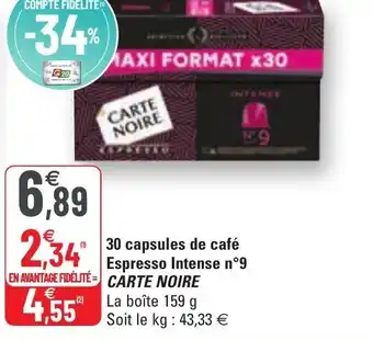 G20 30 Capsules de Café espresso intense offre