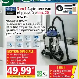 Norma Scheppach 3 en 1 aspirateur eau et poussière env. 20 l nts20se offre