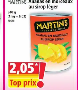 Norma Marti ananas en morceaux au sirop léger offre