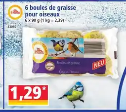 Norma Lidl friends 6 boules de graisse pour oiseaux offre