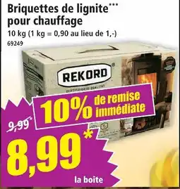 Norma Rekord briquettes de lignite pour chauffage offre