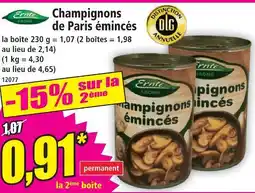 Norma Ernte krone champignons de paris émincés offre