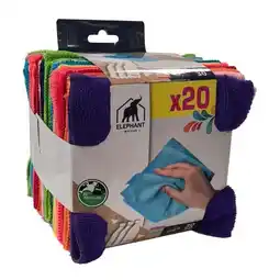 Carrefour Elephant lot de 20 lavettes microfibres 30 x 30 cm offre
