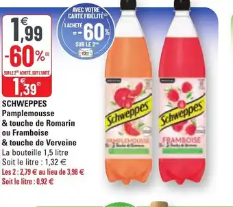 G20 Schweppes pamplemousse & touche de romarin offre