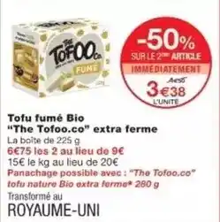 Monoprix Tofu fumé bio offre